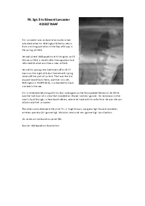 A preview of a PDF biography for Lancaster, Eric Edward